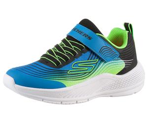 Sneaker SKECHERS "MICROSPEC ADVANCE", Jungen, Gr. 34, bunt (schwarz, limette), Lederimitat, Textil, kontrastfarbene Details, Schuhe Sneaker, Freizeitschuh mit Klettverschluss, Größenschablone zum Down