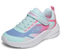 Sneaker SKECHERS "MICROSPEC ADVANCE", Damen, Gr. 31, hellblau, multi, Lederimitat, Textil, Mesh, kontrastfarbene Details, Schuhe Sneaker, Freizeitschuh mit Klettverschluss, Größenschablone zum Downloa