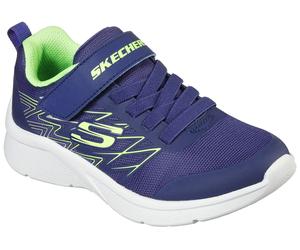 Sneaker SKECHERS "MICROSPEC", Mädchen, Gr. 30, bunt (navy, limette), Synthetik, Textil, Schuhe Sneaker, mit Kontrastbesatz, Freizeitschuh, Halbschuh, Schnürschuh (11538966-30) navy, limette