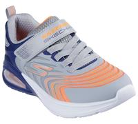 Sneaker SKECHERS "MICROSPEC MAX ADVANCE", Mädchen, Gr. 33, bunt (grau, navy, orange), Lederimitat, Textil, kontrastfarbene Details, Schuhe Sneaker, Freizeitschuh mit Klettverschluss, Größenschablone z