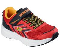 Sneaker SKECHERS "MICROSPEC TREAD", Jungen, Gr. 28, schwarz (rot, schwarz), Lederimitat, Textil, kontrastfarbene Details, Schuhe Sneaker, Freizeitschuh mit Klettverschluss, Größenschablone zum Downloa