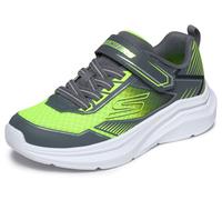 Sneaker SKECHERS "MICROSPEC VELOCITY", Kinder, Gr. 32, blau (dunkelgrau, gelb), Lederimitat, Schuhe Sneaker, Klettschuh, Schlupfschuh, Grössenschablone zum Download (91476537-32) dunkelgrau, gelb