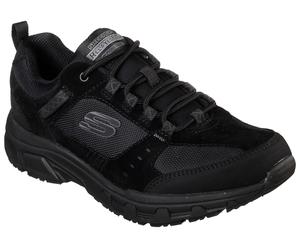 Sneaker SKECHERS "Oak Canyon", Herren, Gr. 42, schwarz, Leder, Textil, Schuhe Modernsneaker Sneaker low, mit Memory Foam-Ausstattung, Freizeitschuh, Halbschuh, Schnürschuh (19552520-42) schwarz
