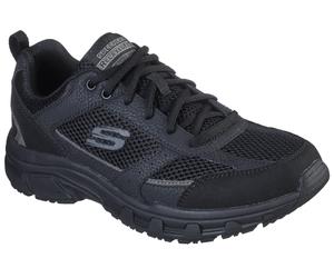 Sneaker SKECHERS "OAK CANYON-VERKETTA", Herren, Gr. 40, schwarz, Leder, Lederimitat, Textil, Schuhe Sneaker, mit Relaxed Fit-Ausstattung, Freizeitschuh, Halbschuh, Schnürschuh (91763364-40) schwarz
