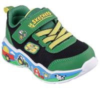 Sneaker SKECHERS "PLAY SCENE JOHN DEERE", Damen, Gr. 23, grün (grün, schwarz), Lederimitat, Textil, animal-print, kontrastfarbene Details, Schuhe Sneaker, Klettschuh im John Deere Design, Größenschabl