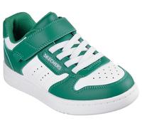 Sneaker SKECHERS "QUICK STREET", Damen, Gr. 28, grün (grün, weiß), Lederimitat, kontrastfarbene Details, Schuhe Sneaker, Retro Sneaker mit Klettverschluss, Größenschablone zum Download (77741307-28) g