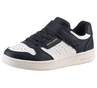 Sneaker SKECHERS "QUICK STREET", Damen, Gr. 32, blau (navy, weiß), Lederimitat, kontrastfarbene Details, Schuhe Sneaker, Retro Sneaker mit Klettverschluss, Größenschablone zum Download (98341835-32) n