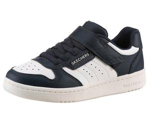 Sneaker SKECHERS "QUICK STREET", Mädchen, Gr. 30, blau (navy, weiß), Lederimitat, kontrastfarbene Details, Schuhe Sneaker, Retro Sneaker mit Klettverschluss, Größenschablone zum Download (98341835-30)