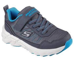 Sneaker SKECHERS "SKECHERS ELITE SPORT TREAD", Mädchen, Gr. 33, grau, blau, Lederimitat, Schuhe Sneaker, Trekkingschuh mit waterproof, Größenschablone zum Download (87332545-33) grau, blau
