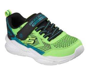 Sneaker SKECHERS "SKECHERS METEOR-LIGHTS 2.0", Mädchen, Gr. 32, limette, schwarz, Lederimitat, Textil, Mesh, kontrastfarbene Details, Schuhe Sneaker, Sportschuh mit Klett, Größenschablone zum Download