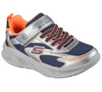 Sneaker SKECHERS "SKECHERS METEOR-LIGHTS", Kinder, Gr. 31, bunt (silberfarben, orange), Lederimitat, Textil, kontrastfarbene Details, metallic, sportlich, Schuhe, Klettschuh mit Blinkfunktion, Größens