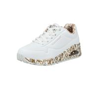 Skechers UNO Loving LoveSneaker für Damen, Weißer Durabuck-Roségold-Aufdruck, 42 EU