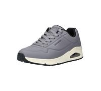 Sneaker SKECHERS "Uno - Stand on Air", Herren, Gr. 44, grau (dunkelgrau), Lederimitat, sportlich, Schuhe, Freizeitschuh, Halbschuh, Schnürschuh mit Air-Cooled Memory Foam (54910737-44) dunkelgrau