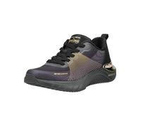 Slip-On Sneaker SKECHERS "SNOOP ACE-CYBER WALKER", Herren, Gr. 42, schwarz, goldfarben, Lederimitat, Textil, kontrastfarbene Details, Schuhe Slip-On Sneaker, Schnürschuh, Sportschuh, Snoop Sneaker zum