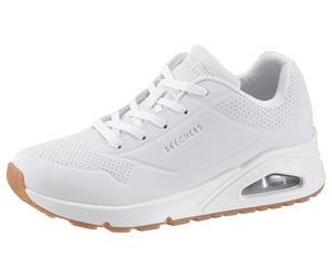 Sneaker SKECHERS "Street Uno - Stand on Air", Damen, Gr. 35, weiß (sanftes weiß), Lederimitat, Schuhe Sneaker, Freizeitschuh, Halbschuh, Schnürschuh mit Memory Foam, Topseller (59065209-35) sanftes we