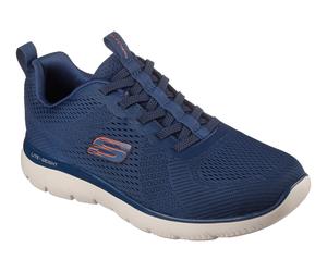 Sneaker SKECHERS "SUMMITS-ECKLER", Herren, Gr. 43, navy, orange, Mesh, Synthetik, kontrastfarbene Details, Schuhe Sneaker, Schnürschuh, Freizeitschuh, Halbschuh mit Memory Foam (90652164-43) navy, ora