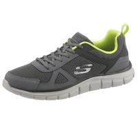 Sneaker SKECHERS "Track", Herren, Gr. 41, grau (grau schwarz), Leder, Textil, Schuhe Sneaker, mit seitlichem Logo, Freizeitschuh, Halbschuh, Schnürschuh (42691406-41) grau schwarz