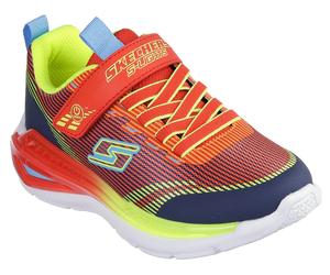 Sneaker SKECHERS "TRI-NAMICS 2.0", Mädchen, Gr. 35, bunt (rot, multifarben), Lederimitat, Textil, kontrastfarbene Details, Schuhe Sneaker, Klettschuh mit Gummizug, Größenschablone zum Download (618437