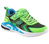 Sneaker SKECHERS "TRI-NAMICS", Mädchen, Gr. 32, schwarz (limette, schwarz), Lederimitat, Textil, kontrastfarbene Details, Schuhe Sneaker, Klettschuh mit Gummizug, Größenschablone zum Download (4675803