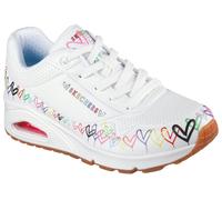 Sneaker SKECHERS "UNO", Damen, Gr. 37, bunt (weiß bunt), Lederimitat, bedruckt, Schuhe Sneaker, Keilsneaker, Plateausneaker mit bedruckter Sohle (63767034-37) weiß bunt