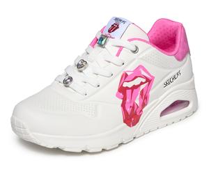 Sneaker SKECHERS "UNO-DIAMOND STONES", Damen, Gr. 38, weiß, rosa, Lederimitat, kontrastfarbene Details, Schuhe Sneaker, Trendsneaker, Halbschuh, Schnürschuh mit Schmuckelemente (52375907-38) weiß, ros