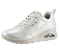 Sneaker SKECHERS "UNO-GALACTIC GAL", Damen, Gr. 42, weiß (sanftes weiß), Lederimitat, metallic, schimmernd, Schuhe Sneaker, Freizeitschuh, Keilsneaker, Schnürschuh mit Skech Air Ausstattung, Topseller