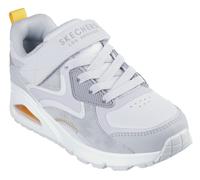 Sneaker SKECHERS "UNO GEN1", Mädchen, Gr. 30, grau (grau, gelb), Lederimitat, Schuhe Sneaker, Keil,-Schnürschuh, Skech-Air Funktion, Größenschablone zum Download (91665040-30)