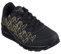 Skechers Damen Low-Top Sneaker UNO GOLDEN Heart, Frauen Sneakers,schnürschuhe,atmungsaktiv,Halbschuhe,straßenschuhe,Schwarz BKGD,35 EU