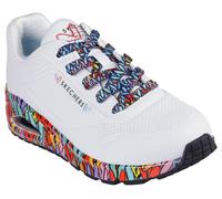 Sneaker SKECHERS "UNO", Gr. 35, bunt (weiß, bunt), Lederimitat, kontrastfarbene Details, Schuhe Sneaker, Plateausneaker, Schnürschuh mit Keilabsatz, Topseller (60635904-35)