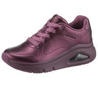 Sneaker SKECHERS "UNO ICON - LUSTROUS AIR", Damen, Gr. 39, weinfarben, Leder, metallic, Schuhe Sneaker, Keilsneaker, Plateausneaker, Schnürschuh im Metallic Look (39111610-39) weinfarben