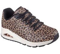 Sneaker SKECHERS "UNO-KAT-NEATO", Damen, Gr. 39, braun (braun, leo), Lederimitat, animal-print, sportlich, Schuhe, Leo Sneaker, Schnürschuh mit Air-Cooled Memory Foam, Topseller (61198367-39) braun, l