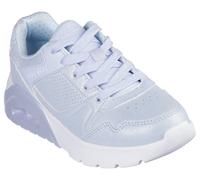 Sneaker SKECHERS "UNO LITE 2.0", Mädchen, Gr. 30, blau (hellblau), Lederimitat, schimmernd, Schuhe Sneaker, Schnürschuh mit farbl. Keilsohle, Größenschablone zum Download (49382302-30) hellblau
