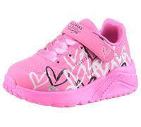 Sneaker SKECHERS "UNO LITE", Damen, Gr. 25, pink, Lederimitat, kontrastfarbene Details, Schuhe Sneaker, Klettschuh mit bunten Herzen, Größenschablone zum Download (29820149-25) pink