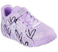 Sneaker SKECHERS "UNO LITE - LOVE LEVITATE", Damen, Gr. 30, bunt (lavendel, multi), Lederimitat, Schuhe Sneaker, Schnürschuh mit bedruckter Sohle, Größenschablone zum Download (67099543-30) lavendel,
