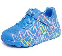 Sneaker SKECHERS "UNO LITE - LOVE LEVITATE", Mädchen, Gr. 32, blau, Lederimitat, Schuhe Sneaker, Schnürschuh mit bedruckter Sohle, Größenschablone zum Download (26915627-32) blau