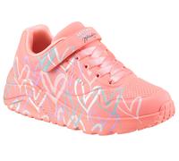Sneaker SKECHERS "UNO LITE - LOVE LEVITATE", Kinder, Gr. 32, orange (koralle), Lederimitat, casual, Schuhe, Schnürschuh mit bedruckter Sohle, Größenschablone zum Download (60562156-32) koralle