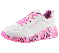 Sneaker SKECHERS "UNO LITE-LOVELY LUV", Mädchen, Gr. 28, pink (weiß, pink), Lederimitat, Textil, kontrastfarbene Details, Schuhe Sneaker, Schnürschuh mit bedruckter Sohle, Größenschablone zum Download