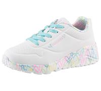 Sneaker SKECHERS "UNO LITE-LOVELY LUV", Mädchen, Gr. 39, bunt (weiß, türkis, rosa), Lederimitat, Textil, kontrastfarbene Details, Schuhe Sneaker, Schnürschuh mit bedruckter Sohle, Größenschablone zum