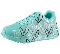 Sneaker SKECHERS "UNO LITE-METALLIC LOVE", Damen, Gr. 27, bunt (türkis, multi), Lederimitat, kontrastfarbene Details, Schuhe Sneaker, Keil,-Schnürschuh, Skech-Air Funktion, Größenschablone zum Downloa