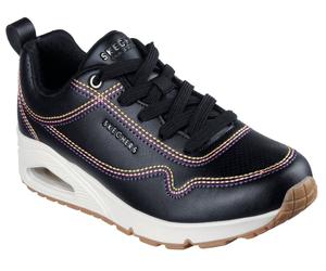 Sneaker SKECHERS "UNO-LUXURIOUS STITCHES", Damen, Gr. 37, schwarz, Lederimitat, Schuhe Sneaker, Keilsneaker, Plateausneaker mit Skech-Air Funktion (29772966-37) schwarz