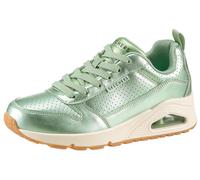 Sneaker SKECHERS "UNO-METALLIXS", Damen, Gr. 35, grün (mintgrün), Leder, metallic, Schuhe Sneaker, Keilsneaker, Plateausneaker, Schnürschuh, Halbschuh im Metallic-Look (13483830-35) mintgrün