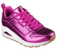 Sneaker SKECHERS "UNO-METALLIXS", Damen, Gr. 35, pink (magenta), Leder, metallic, Schuhe Sneaker, Keilsneaker, Plateausneaker, Schnürschuh, Halbschuh im Metallic-Look (71333708-35) magenta