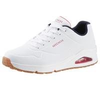 Sneaker SKECHERS "Uno - Stand on Air", Herren, Gr. 43, weiß (weiß, rot, blau), Synthetik, Schuhe Sneaker, Freizeitschuh, Halbschuh, Schnürschuh mit extra Dämpfung, Topseller (93144632-43) weiß, rot, b