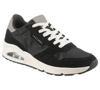 Sneaker SKECHERS "UNO-VINTAGE DAYZ", Herren, Gr. 47,5, schwarz, weiß, Leder, Schuhe Sneaker, Schnürschuh, Halbschuh, Freizeitschuh mit Luftkissen (86198228-47,5) schwarz, weiß