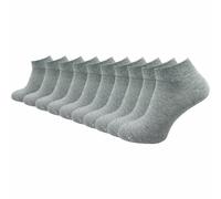 Sneaker Socken 100% Baumwolle | Beste Qualität, Perfekte Passform | Damen (10 Paar) - Hellgrau / 35 - 38