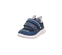 Sneaker SUPERFIT "SPORT7 MINI WMS: mittel", Mädchen, Gr. 30, dunkelblau, hellblau, Lederimitat, Textil, Veloursleder, unifarben mit Farbeinsatz, Schuhe Sneaker, Klettschuh, in WMS: Weite mittel, Größe