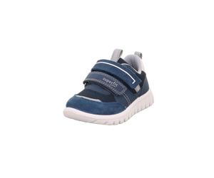 Sneaker SUPERFIT "SPORT7 MINI WMS: mittel", Mädchen, Gr. 30, dunkelblau, hellblau, Lederimitat, Textil, Veloursleder, unifarben mit Farbeinsatz, Schuhe Sneaker, Klettschuh, in WMS: Weite mittel, Größe