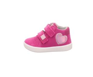 Sneaker SUPERFIT "SUPIES WMS: mittel", Mädchen, Gr. 24, pink, rosa herzchen, Leder, Polyester, Veloursleder, Schuhe Sneaker, Klettschuh, mit herausnehmbarer Einlage, Größenschablone zum Download (4082