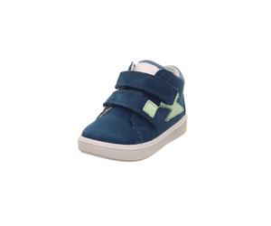Sneaker SUPERFIT "SUPIES WMS: mittel", Mädchen, Gr. 26, dunkelblau, hellgrün, Polyester, Veloursleder, Schuhe Sneaker, Klettschuh, mit herausnehmbarer Einlage, Größenschablone zum Download (69003009-2