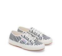 Sneaker SUPERGA "2750 STRIPES PRINT", Damen, Gr. 36, weiß (sanftes weiß, navy), Textil, Schuhe Sneaker (78046200-36) sanftes weiß, navy